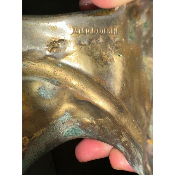 VINTAGE ALLEN JACOBSEN BRUTALIST MODERNIST CUFF BRACELET SIGNED! - Picture 5 of 7